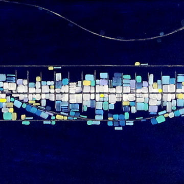 VIES PARALLÈLES  100 X 14 cm   acrylique sur chêne