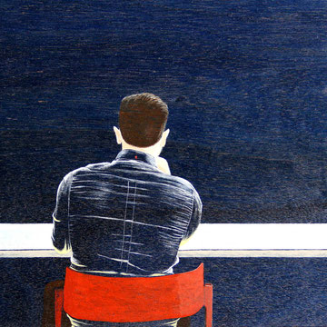 L'HEURE BLEUE  61 x 40 cm  acrylique sur bois