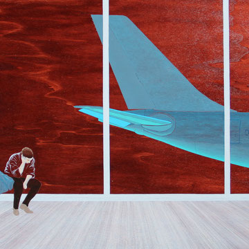 EXPULSION  acrylique sur bois