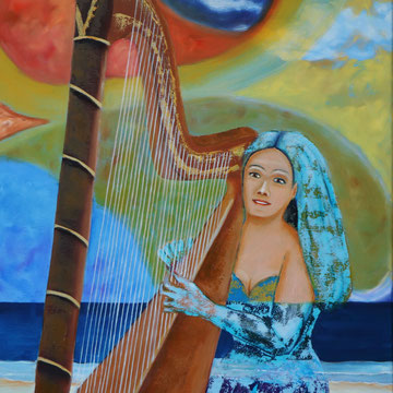 Carla am Meer 80 x 60 cm. Öl auf Leinwand