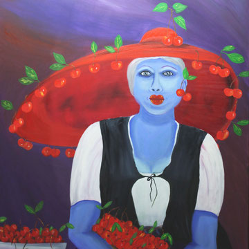 Die Kirschmamsell, 80 x 100 cm, Öl auf Leinwand, 