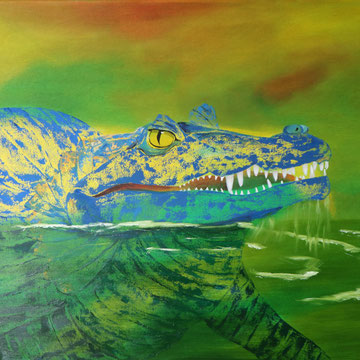 Krokodil 80 x 60 Öl auf Leinwand 