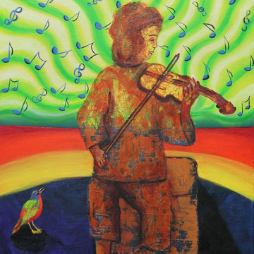 Kind mit Violine 50 x 60 cm, Öl auf Leinwand 