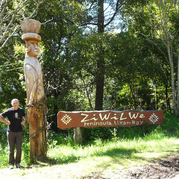 Statue mapuche à Lican Ray
