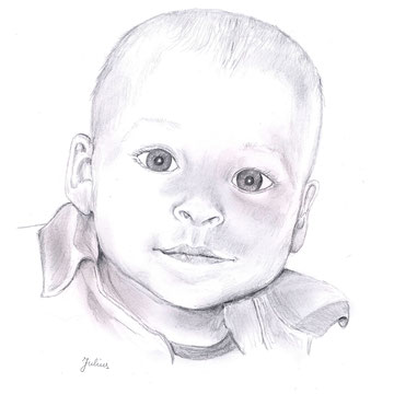 Baby 3, Bleistiftzeichnung, Christa Lippich - Porträtmalerei