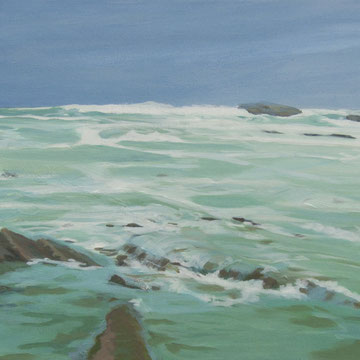 Waters of Biarritz. 90x40cm . Acrylic on canvas.