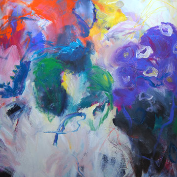 100 x 100 cm, Acryl auf Leinwand, Farbenmeer                                                                        900 Euro