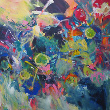 100 x100 cm, Acryl auf Leinwand, ein Hauch von Glück                                                            900 Euro  sold