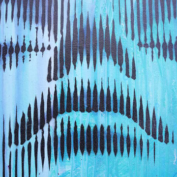 Ausschnitt von COLORFUL PASSION, leuchtende Urban Art Details in Pink, Blau und Violett mit markanter Mixed Media Struktur
