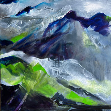 BERGWELT 2024, Öl auf Leinwand, 80x80