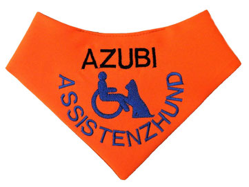 Hundehalstuch für Assistenzhund AZUBI mit Rollstuhlmotiv
