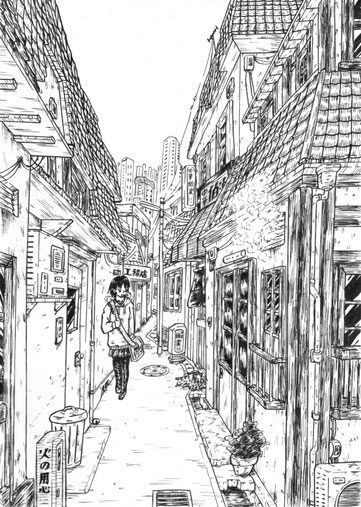 Illustration-A-winter-alley(Original)