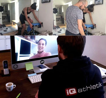 Julia Lange, Patrick Lange und Sebastian Mühlenhoff von iQ athletik bei der Homezone-Leistungsdiagnostik