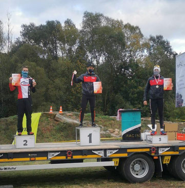 Platz 1 bis 3 für von iQ athletik unterstütze Sportler bei den hessischen XCO-Meisterschaften: Sascha Starker (1.), Tobias Eise (2.), Constantin Kolb (3.)