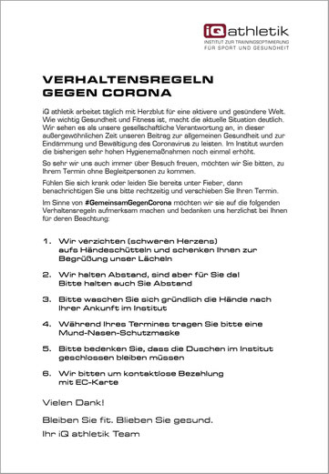 Verhaltensregeln gegen Corona