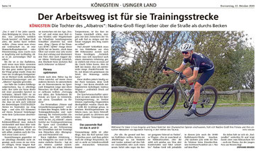 Der Arbeitsweg ist für Nadine Groß Trainingsstrecke. Artikel aus der Taunus Zeitung