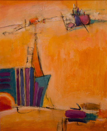Yellow, Orange, Purple, Abstract, Painting, Canvas
