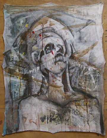 Collage et acrylique sur toile 76 x 60