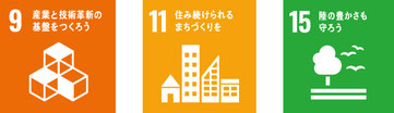 9産業と技術革新の基盤をつくろう 11住み続けられるまちづくりを 15陸の豊かさも守ろう