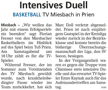 Artikel im Miesbacher Merkur am 17. Dezember 2022 - Zum Vergrößern klicken