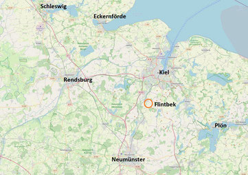 Regionale Lage Flintbek - OpenStreetMap/OpenTopoMap