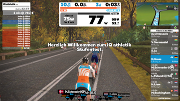 iQ athletik Leistungsdiagnostik auf Zwift