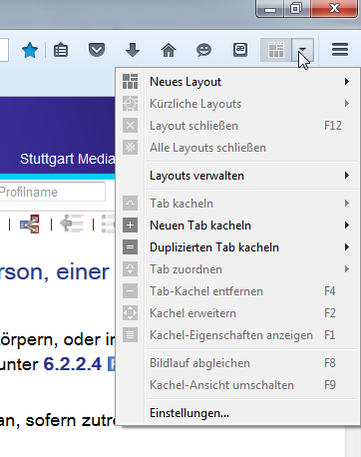 Das "Tile Tabs"-Menü (oben rechts im Firefox)