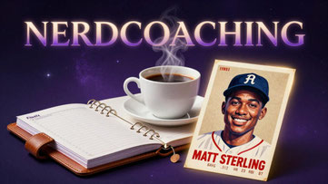 Filofax, Kaffee und eine stilisierte Vintage-Baseballkarte als Symbole für Zeit-, Energie- und Motivationsmanagement. KI-generiert mit Lumo (Proton)