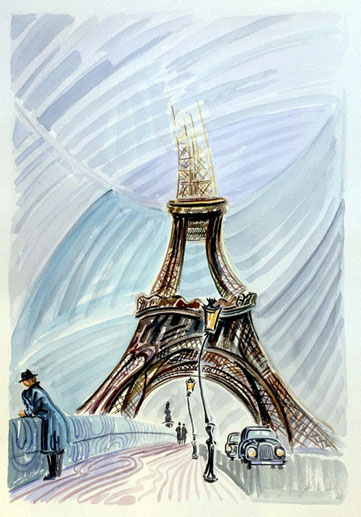 TORRE EIFFEL (PARIS). Acuarela sobre papel prensado. 76 x 56 x 1 cm.