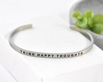 Edelstahlarmreif Think Happy Thoughts