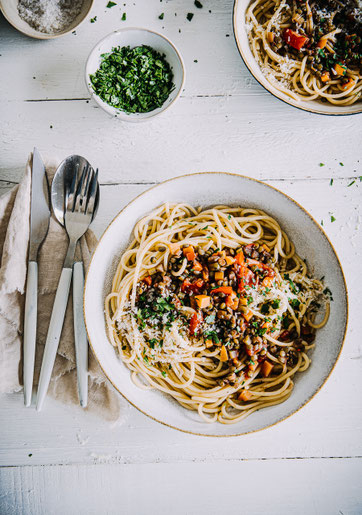 Spaghetti mit Rotweinlinsen - und einfache Tipps für mehr Nachhaltigkeit