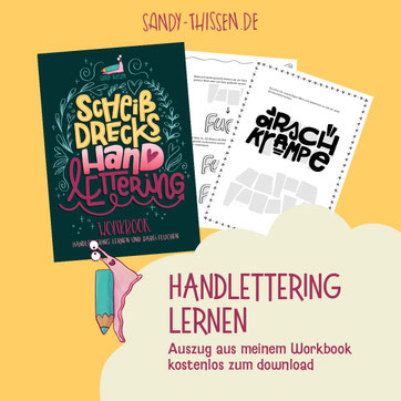 Hndlettering lernen, kostenlose Vorlage zum download, Schimpfworte schreiben und zeichnen