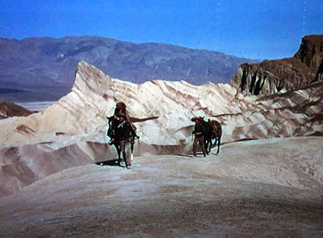 Zabriskie Point in Death Valley, for the first time shot in glorious Technicolor, for "Three Godfathers", starring John Wayne. 