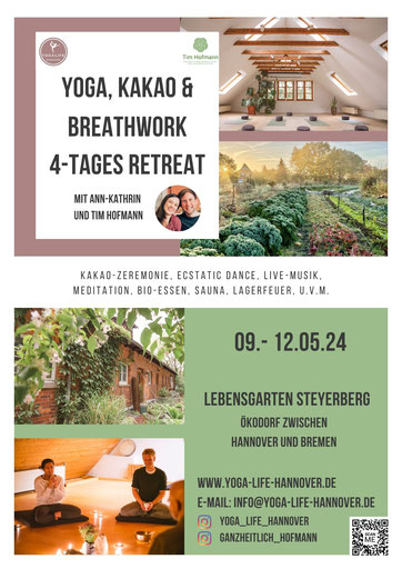 Flyer Yoga, Kakao & Breathwork Retreat von Ann-Kathrin und Tim Hofmann
