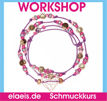 Link Lederarmband mit Perlen Workshop in Düsseldorf für Erwachsene & Kinder