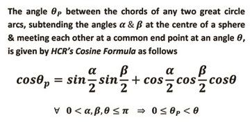 This formula is used to mathematically derive the analytic formula to compute distance between any two points on the sphere or globe given latitudes & longitudes. It is an important formula in Global Positioning System (GPS) to precisely compute distances