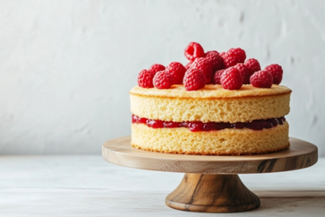 ベリーがたくさんのったスポンジケーキ。