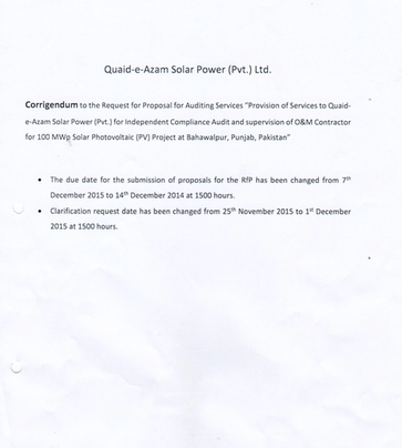 Corrigendum to RFP for Auditing Services 27/11/2015