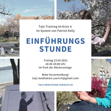 Flyer Einführungsstunde für Taiji und Meditation in der Bäckeranlage am 23.04.2021