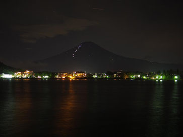 河口湖、富士山、夜景、山梨