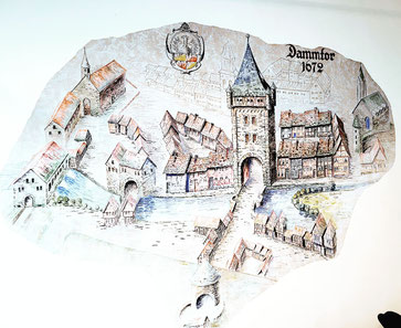Zeichnung Dammtor 17. Jahrhundert, Eingangstor zur Stadt Hildesheim