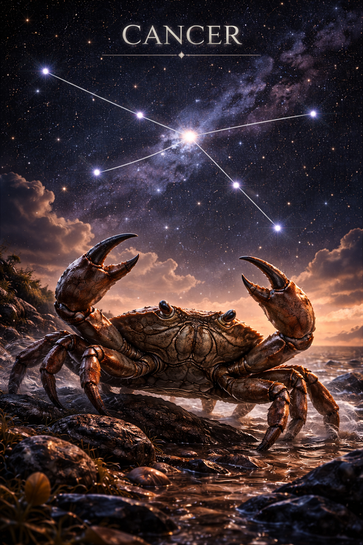Un crabe sous sa constellation du cancer