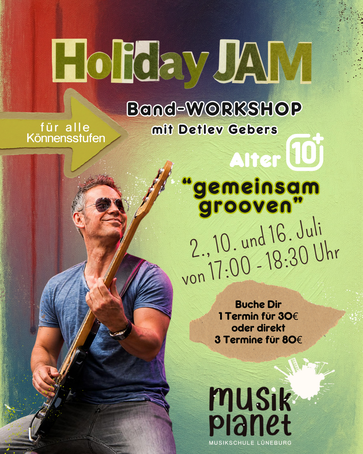 bandtraining, jammen, grooven, ferienprogramm, gemeinsam musizieren, musikplanet lüneburg, detlev gebers, band-workshop