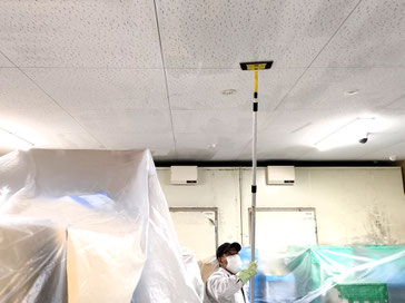 カビ除去作業中