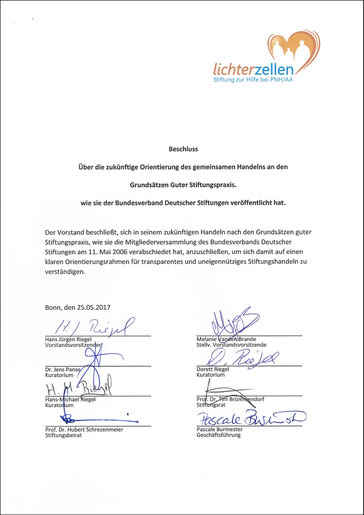 Beschluss der lichterzellen zu den Grundsätzen guter Stiftungspraxis.