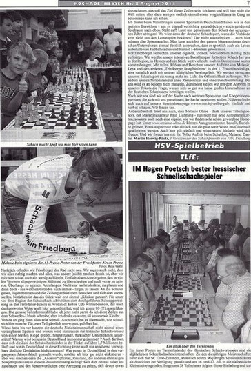 Rochade Zeitungsartikel August 2011, Melanie Ohme in Wöllstedt beim Schulfest