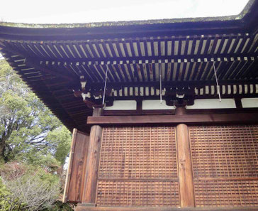 大報恩寺本堂(部分) 軒下にずらりと並んでいる木材が垂木(たるき)