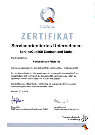 Zertifikat ServiceQualität Deutschland