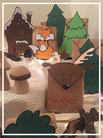 Adventskalender aus Papiertüten - Zauberwald