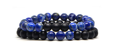 Duo de bracelets noir et Lapis Lazuli